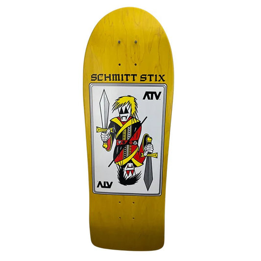 Schmitt Stix 9-3/8" x 30.25" WB 15.5" (YELLOW STAIN) ATV Skateboard Deck-5150 Skate Shop