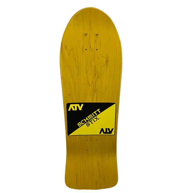 Schmitt Stix 9-3/8" x 30.25" WB 15.5" (YELLOW STAIN) ATV Skateboard Deck-5150 Skate Shop