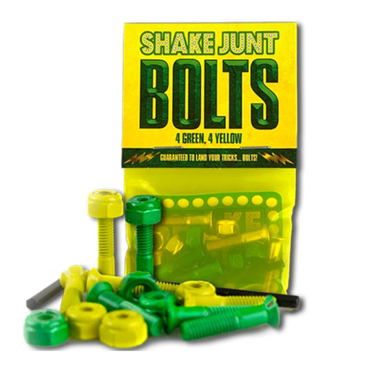 Shake Junt 1" Phillips Head Bolts 4 Green 4 Yellow Skateboard Hardware - 5150 Skate Shop