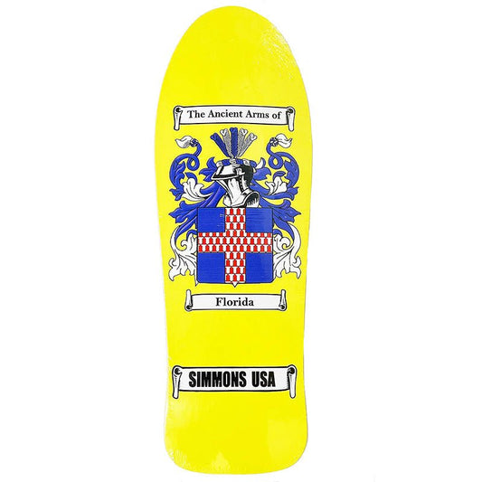Simmons 10.25" x 30.2" Yellow Florida Shaped Skateboards Deck - 5150 Skate Shop