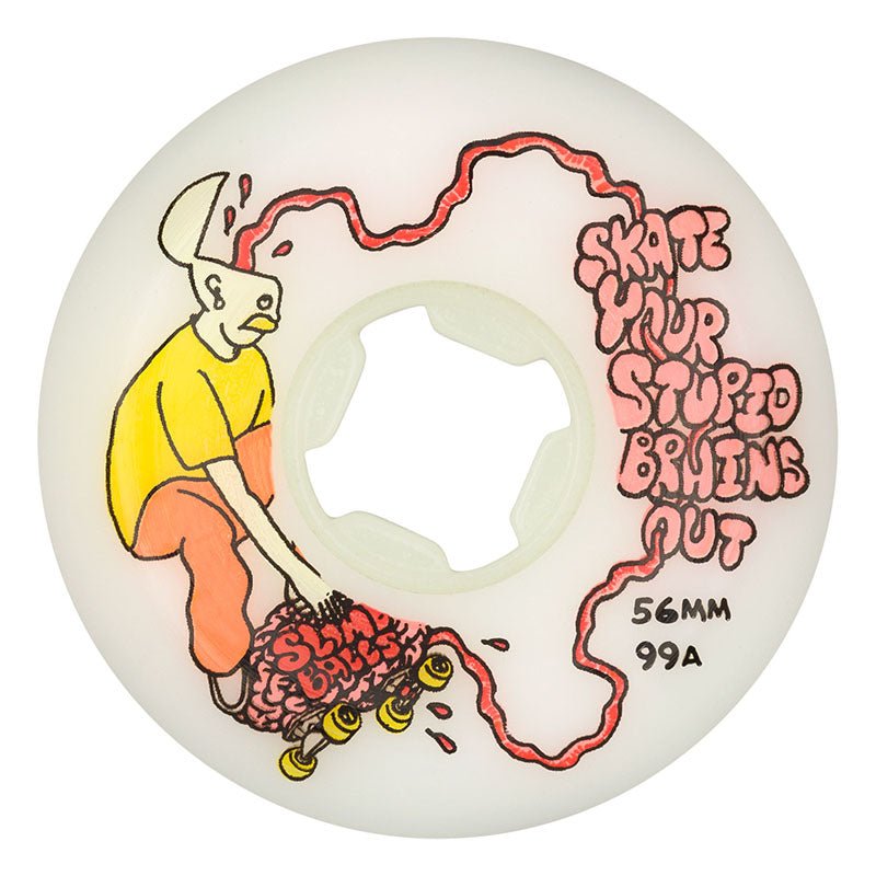 Slime Balls 56mm 99a Stupid Brains Speed Balls White Skateboard Wheels 4pk-5150 Skate Shop