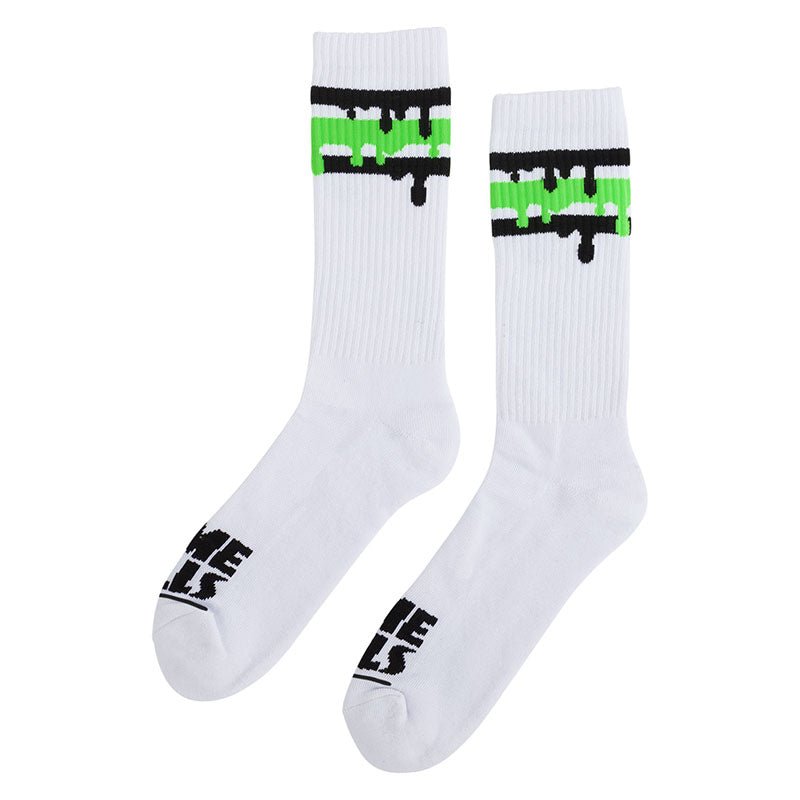 Slime Balls Wheels White Drip Strip Mens Socks-5150 Skate Shop