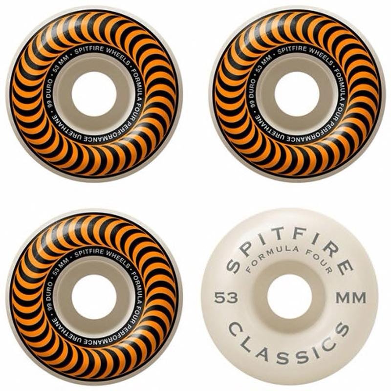 Spitfire 53mm 99a F4 Classics Orange/White Skateboard Wheels 4pk-5150 Skate Shop