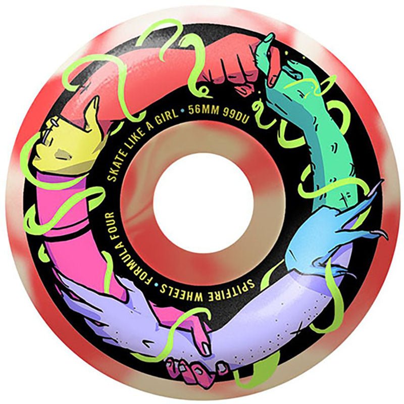 Spitfire 56mm 99d F4 Friends Of Skate Like A Girl Classic Natural/Coral Swirl Wheels 4pk - 5150 Skate Shop
