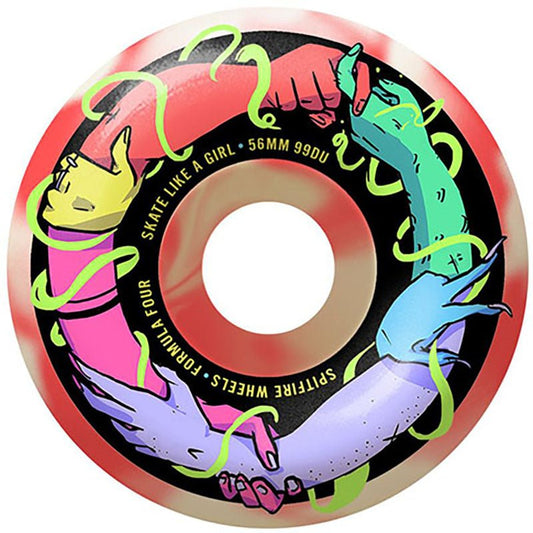 Spitfire 56mm 99d F4 Friends Of Skate Like A Girl Classic Natural/Coral Swirl Wheels 4pk-5150 Skate Shop
