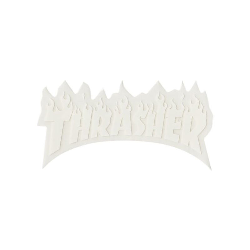 Thrasher Magazine 3" x 2" Flame Logo White Sticker - 5150 Skate Shop