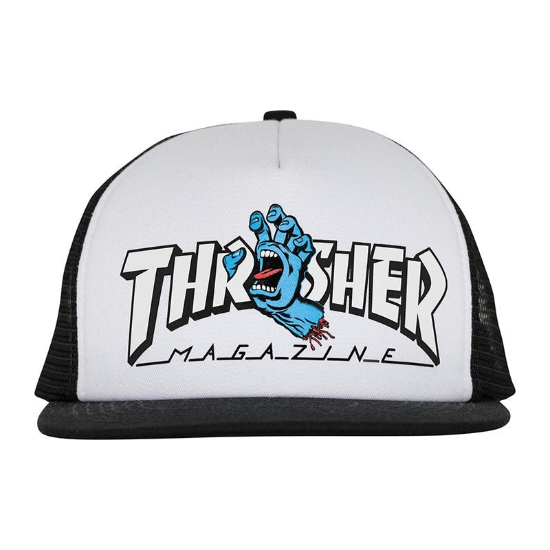 Thrasher Screaming Logo Trucker Santa Cruz White/Black Hat - 5150 Skate Shop