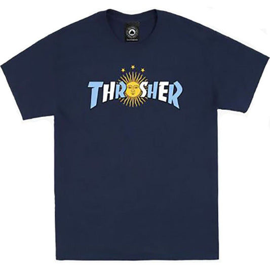 Thrasher Skateboard Magazine ARGENTINA ESTRELLA NAVY Short Sleeve T-Shirts-5150 Skate Shop