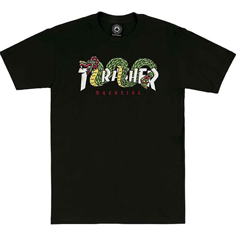 Thrasher Skateboard Magazine AZTEC Black Short Sleeve T-Shirts-5150 Skate Shop