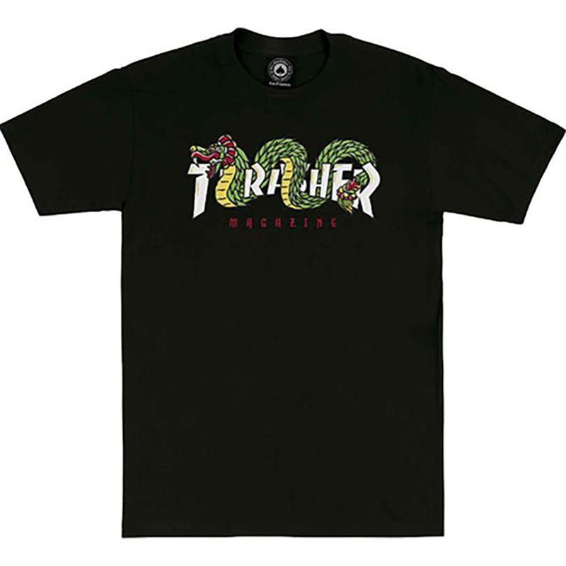 Thrasher Skateboard Magazine AZTEC Black Short Sleeve T-Shirts 5150 Skate Shop