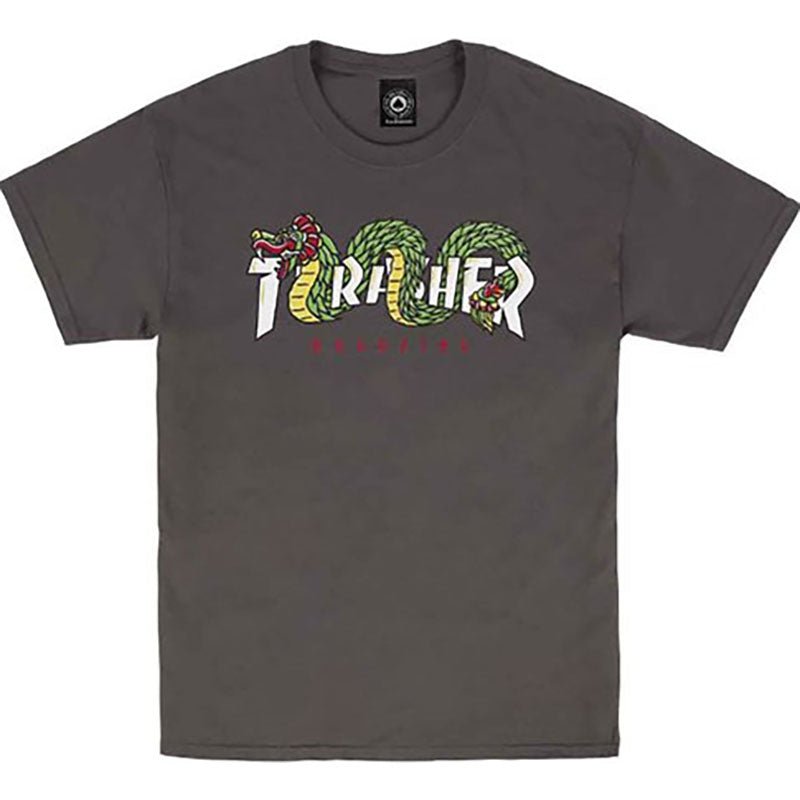 Thrasher Skateboard Magazine AZTEC CHARCOAL Short Sleeve T-Shirts-5150 Skate Shop