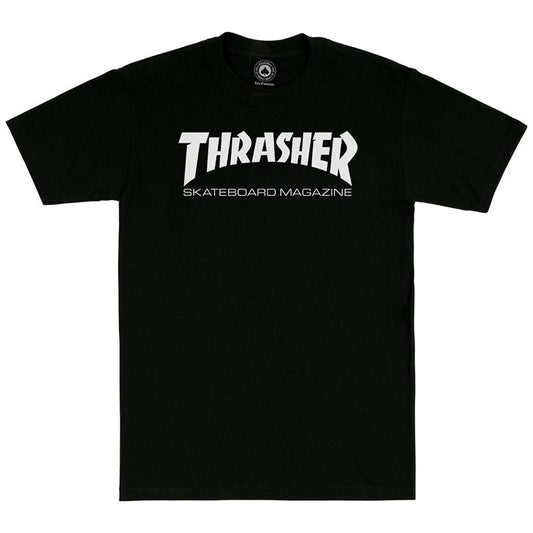 Thrasher Skateboard Magazine Fire Logo Camisetas negras Pequeño