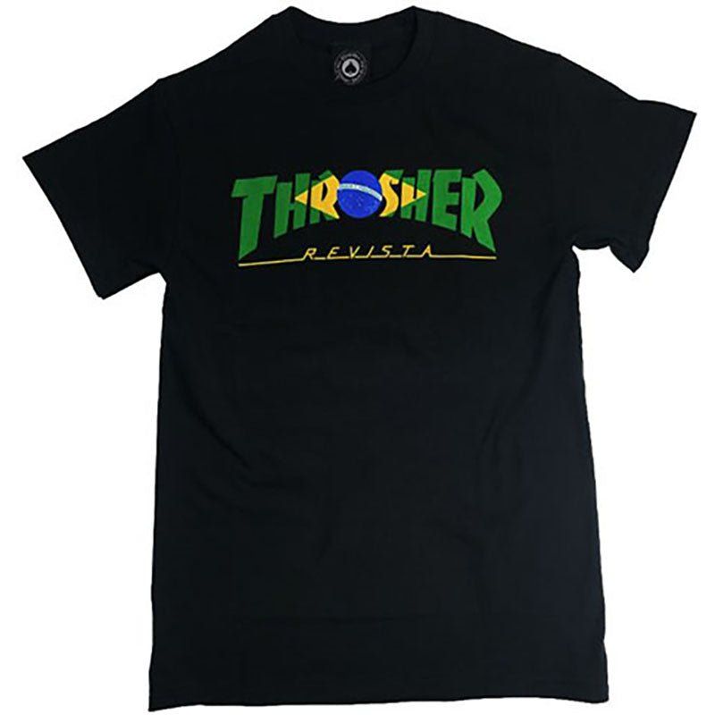 Thrasher Skateboard Magazine BRAZIL REVISTA BLACK Short Sleeve T-Shirts 5150 Skate Shop