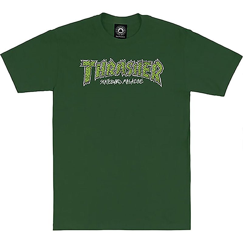Thrasher Skateboard Magazine BRICK FOREST GREEN Short Sleeve T-Shirts - 5150 Skate Shop
