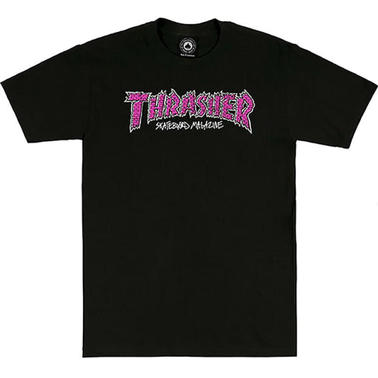 Thrasher Skateboard Magazine BRICK FOREST PINK Short Sleeve T-Shirts-5150 Skate Shop