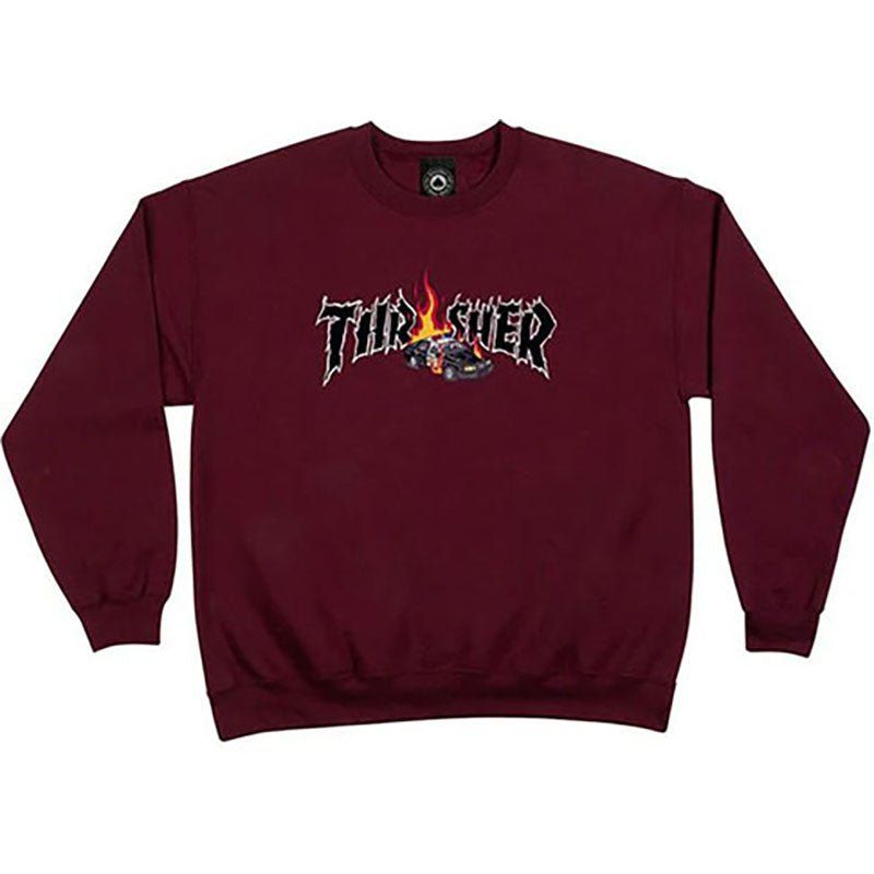 Thrasher Skateboard Magazine  COP CAR MAROON CREW Sweatshirts 5150 Skate Shop