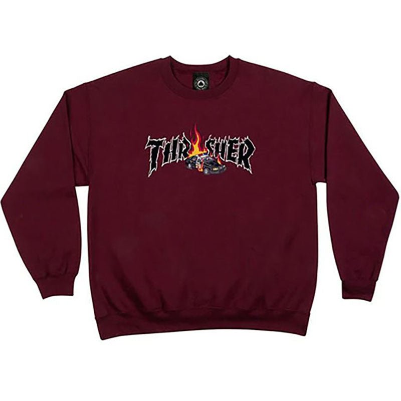 Thrasher Skateboard Magazine COP CAR MAROON CREW Sweatshirts - 5150 Skate Shop