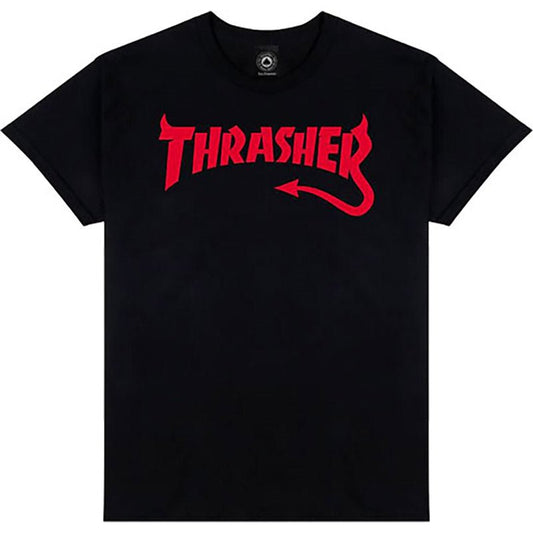 Thrasher Skateboard Magazine DIABLO BLACK Short Sleeve T-Shirts-5150 Skate Shop