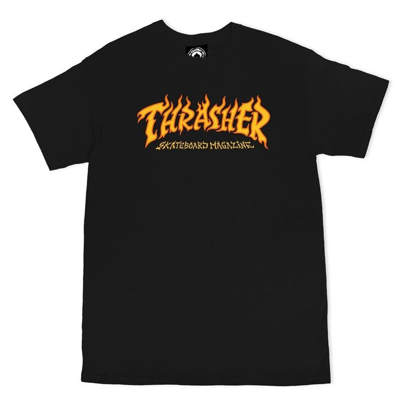 Thrasher Skateboard Magazine Fire Logo Black T-Shirts - 5150 Skate Shop