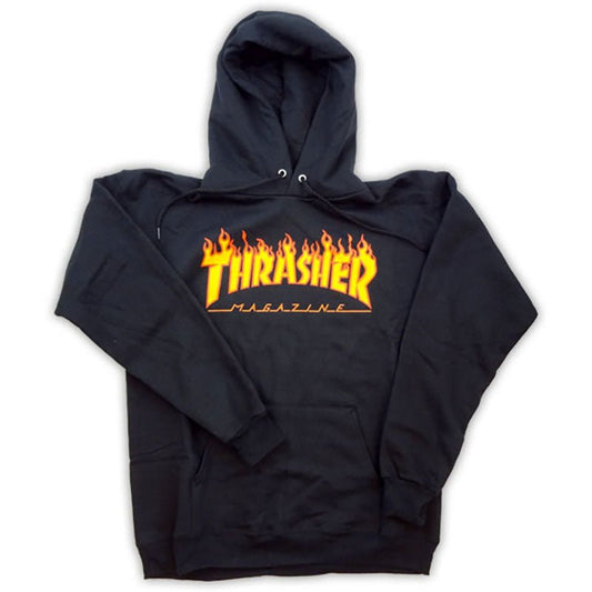 Thrasher Skateboard Magazine FLAME BLACK Hoodies - 5150 Skate Shop