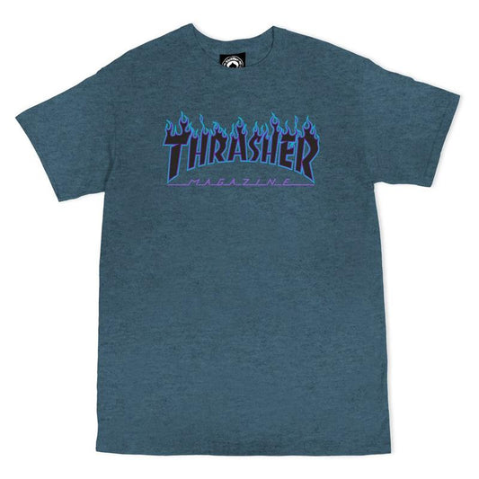 Thrasher Skateboard Magazine Flame Logo Dark Heather T-Shirts-5150 Skate Shop