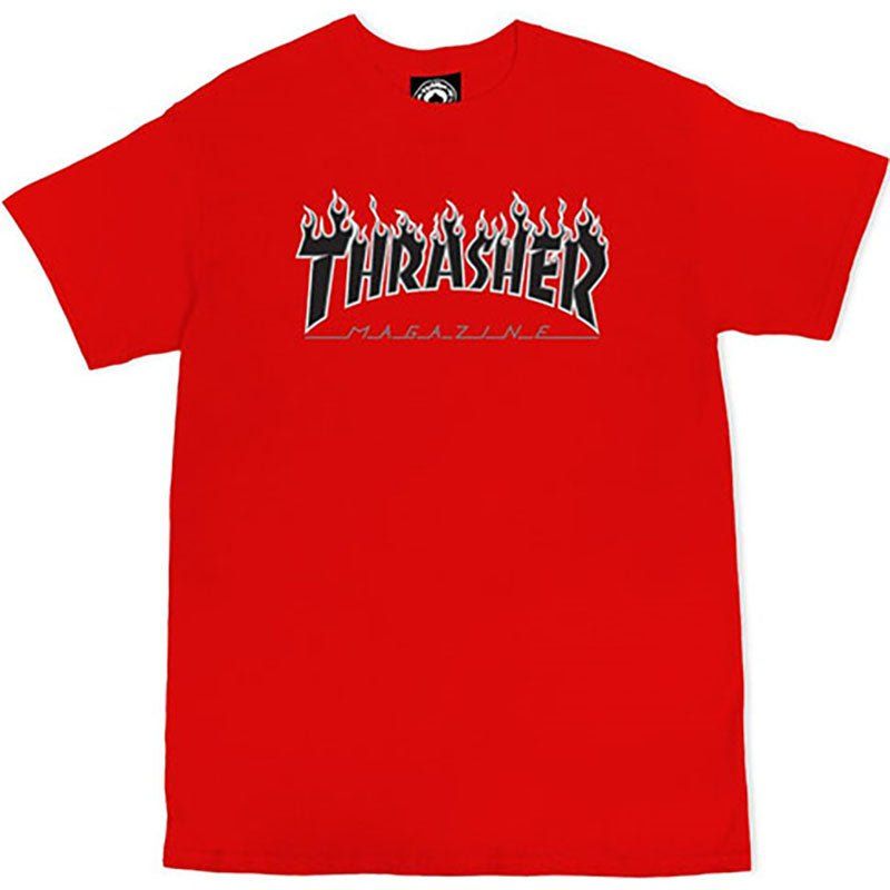 Thrasher Skateboard Magazine FLAME RED Short Sleeve T-Shirts 5150 Skate Shop