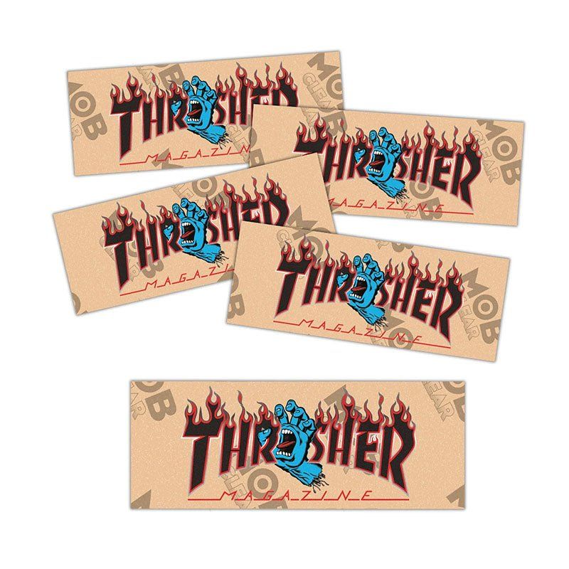 Thrasher x Santa Cruz 9" x 3.25"  Clear Mob Skateboard Grip Strips 5pk 5150 Skate Shop