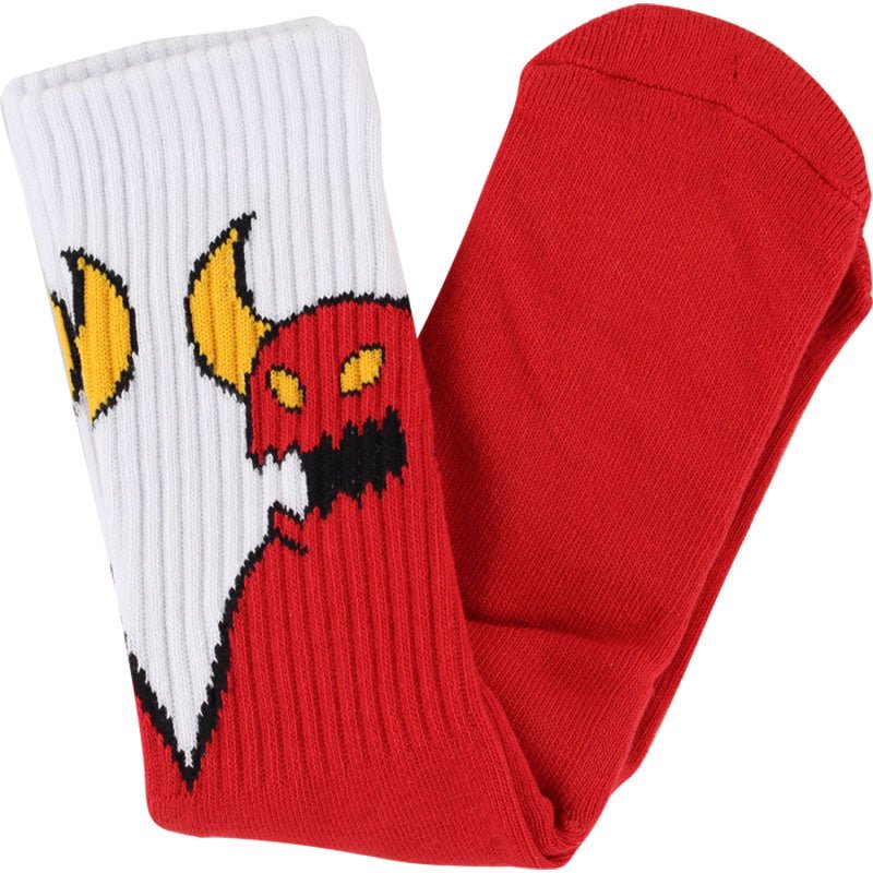 Toy Machine Sketchy Monster Red/White Crew Socks-5150 Skate Shop