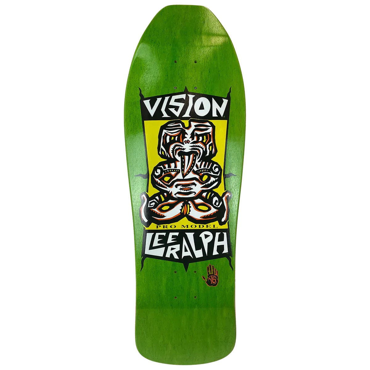 Vision 10" x 31.75" Lee Ralph Tiki Green Stain Skateboard Deck - 5150 Skate Shop