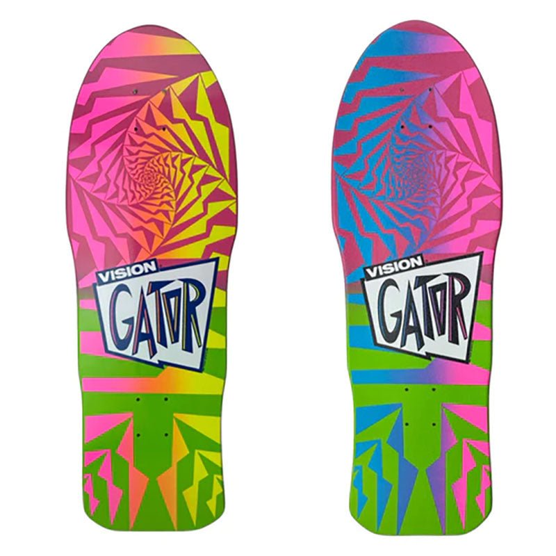 Vision 10.25" x 29.75" "Double Take" Gator II Lime/Pink with Krystal Clear Grip Skateboard Deck-5150 Skate Shop