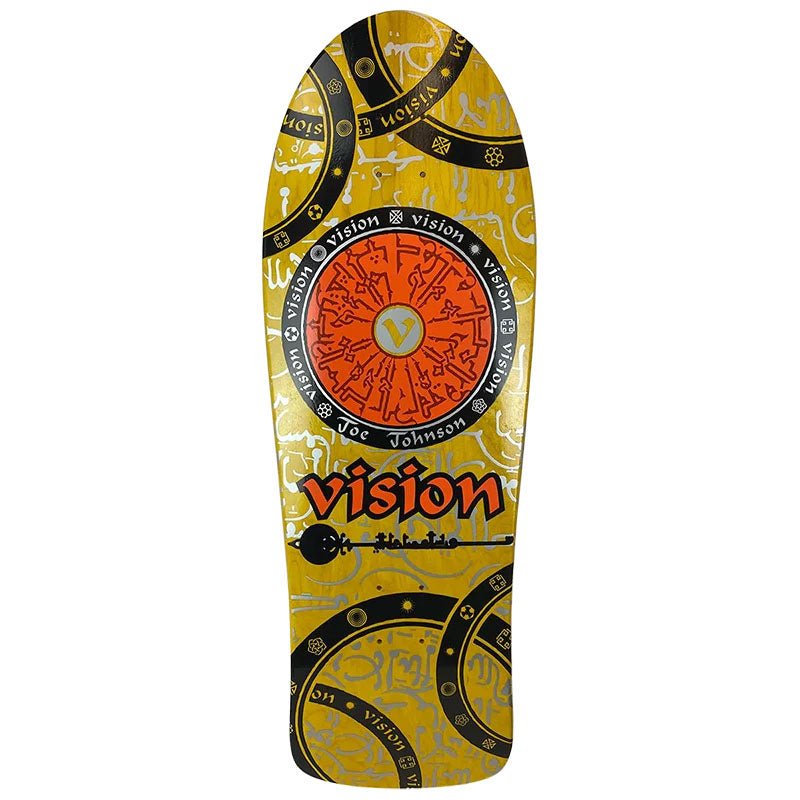 Vision 10.25" x 30.75" Joe Johnson Hieroglyphics Yellow Stain Skateboard Deck - 5150 Skate Shop