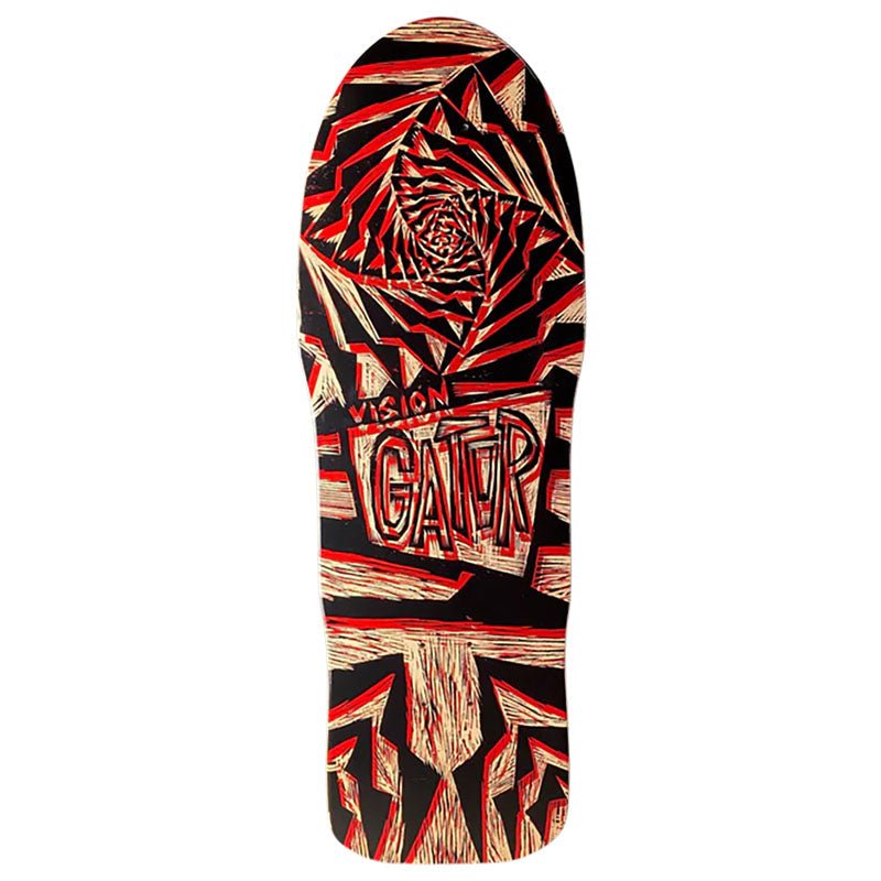 Vision 10.25"x 29.75"Gator II Woodcut Art by Sean Starwars Natural/Red Stain Skateboard Deck-5150 Skate Shop