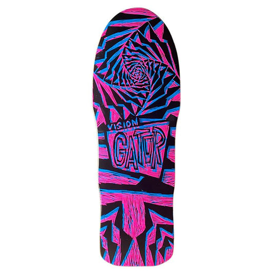 Vision 10.25"x 29.75"Gator II Woodcut Art by Sean Starwars Pink/Blue Stain Skateboard Deck - 5150 Skate Shop
