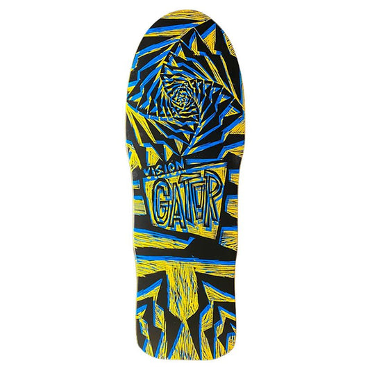 Vision 10.25"x 29.75"Gator II Woodcut Art by Sean Starwars Yellow/Black Dip Skateboard Deck-5150 Skate Shop