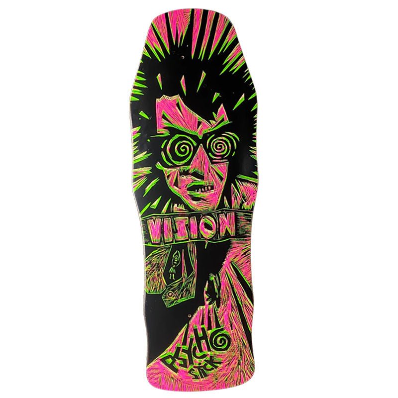 Vision 10"x 30" Original Psycho Stick Woodcut Art by Sean Starwars Pink/Lime Stain Skateboard Deck - 5150 Skate Shop