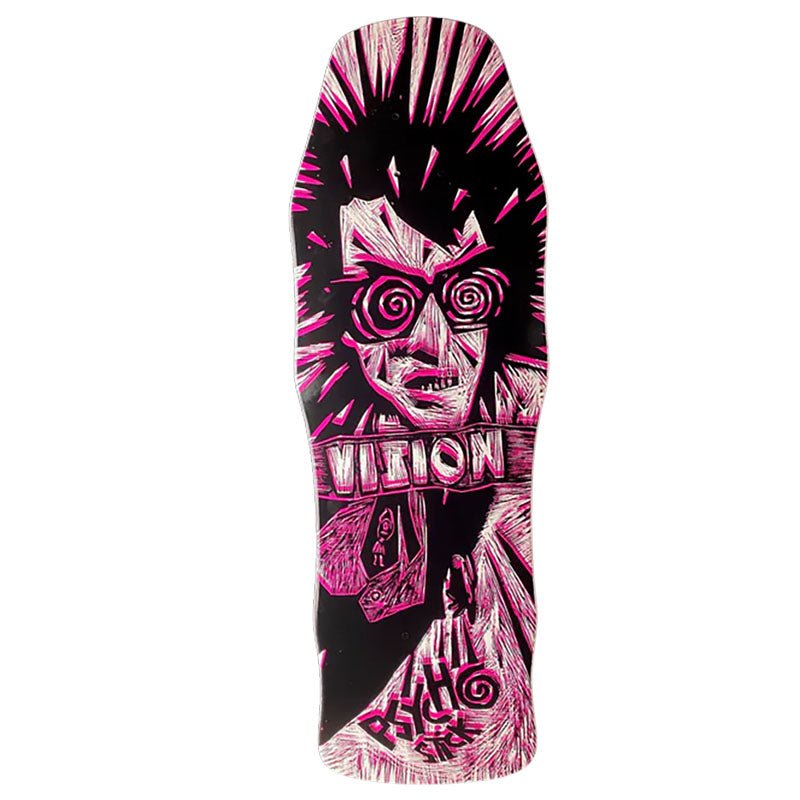 Vision 10"x 30" Original Psycho Stick Woodcut Art by Sean Starwars White/Pink Dip Skateboard Deck - 5150 Skate Shop
