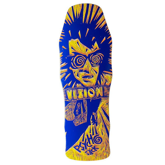 Vision 10"x 30" Original Psycho Stick Woodcut Art by Sean Starwars Yellow/Blue Stain Skateboard Deck - 5150 Skate Shop