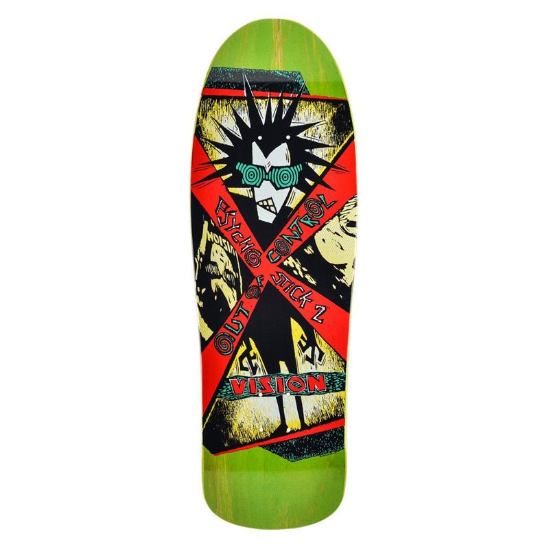 Vision 10"x 31.75" Psycho Stick 2 Lime Stain Skateboard Deck - 5150 Skate Shop