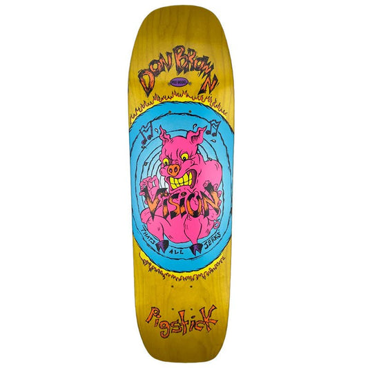 Vision 8.75" x 32.25" YELLOW STAIN Don Brown Pig Stick Modern Shape Skateboard Deck - 5150 Skate Shop