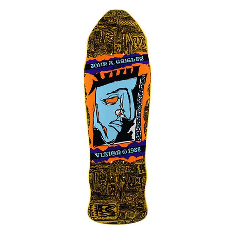 Vision 9.25"x29.5" Grigley 2 Mini Yellow Stain Skateboard Deck 5150 Skate Shop