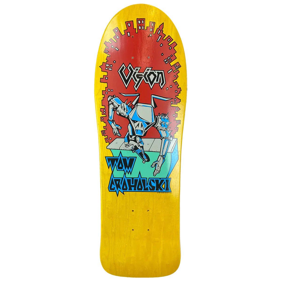 Vision 9.5" x 29.5" Groholski Robot Yellow Stain Skateboard Deck 5150 Skate Shop