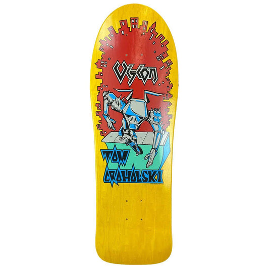 Vision 9.5" x 29.5" Groholski Robot Yellow Stain Skateboard Deck 5150 Skate Shop