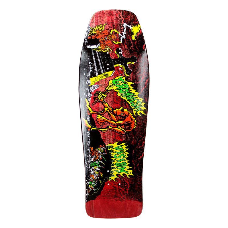 Vision 9.75" x 31.5" Groholski Graveyard Mob Red Stain Skateboard Deck 5150 Skate Shop