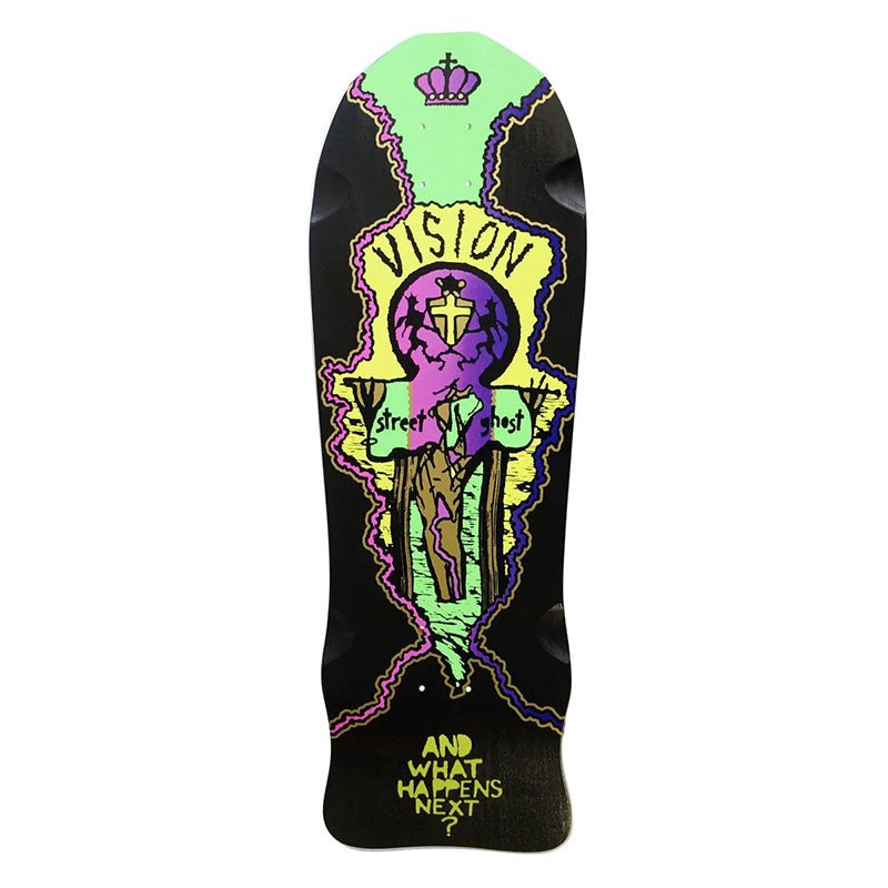Vision 9.75" x 29.75" Street Old Ghost Black Dip Neon Skateboard Deck - 5150 Skate Shop