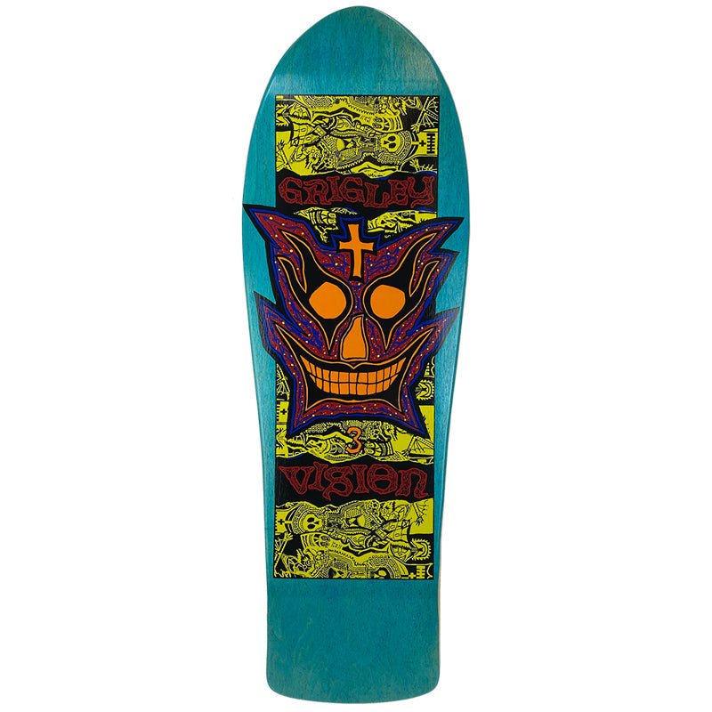 Vision 9.75" x 31" Grigley 3 Turquoise Stain Skateboard Deck - 5150 Skate Shop