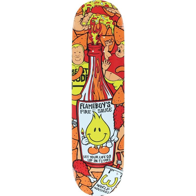 World Industries 8.25” Flameboy-Fire Sauce Skateboard Deck - 5150 Skate Shop